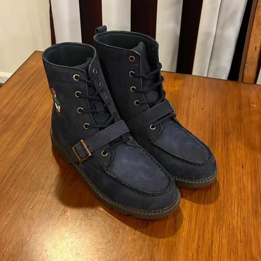 Polo Ralph Lauren Ranger Mallet Bear Boots GS Boys Girls blue Youth Size 2